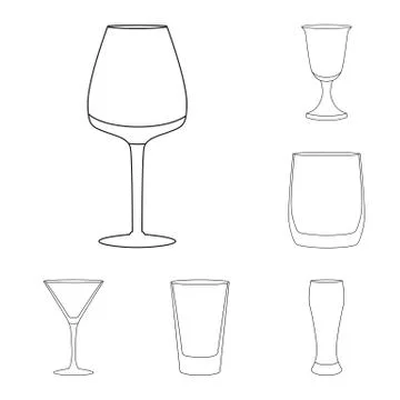 Isolated object of dishes and container symbol. Set of dishes and glassware Stock Illustration