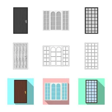 Isolated object of door and front symbol. Set of door and wooden vector icon for Stock Illustration
