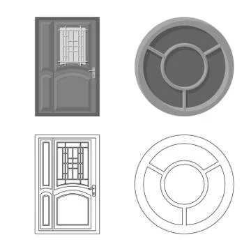 Isolated object of door and front icon. Set of door and wooden stock symbol for Stock Illustration