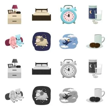 Isolated object of dreams and night symbol. Collection of dreams and bedroom Illustrazione stock