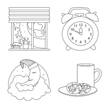 Isolated object of dreams and night icon. Collection of dreams and bedroom stock Stock Illustration