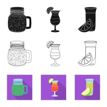 Isolated object of drink and bar icon. Set of drink and party vector icon for Stock Illustration