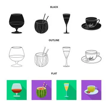 Isolated object of drink and bar sign. Collection of drink and party stock Illustrazione stock