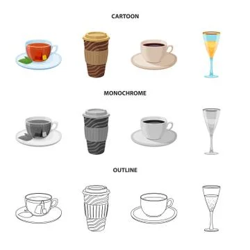 Isolated object of drink and bar logo. Collection of drink and party stock Illustration