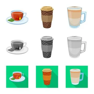 Isolated object of drink and bar logo. Collection of drink and party stock Illustration