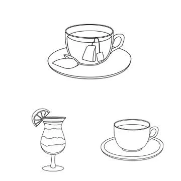 Isolated object of drink and bar symbol. Collection of drink and party vector Stock Illustration