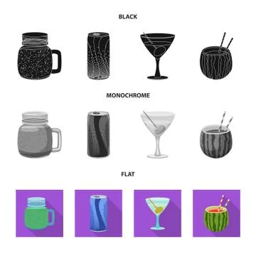 Isolated object of drink and bar symbol. Set of drink and party stock vector Stock Illustration