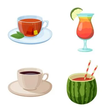 Isolated object of drink and bar sign. Set of drink and party vector icon for Stock Illustration