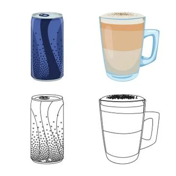 Isolated object of drink and bar logo. Set of drink and party stock symbol for Illustration