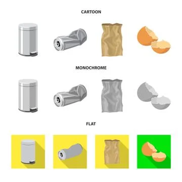 Isolated object of dump and sort icon. Set of dump and junk stock symbol for web Stock Illustration