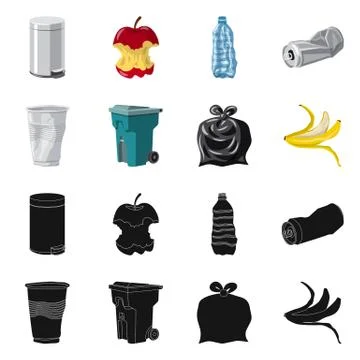 Isolated object of dump and sort symbol. Collection of dump and junk stock Stock Illustration