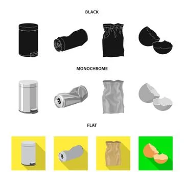 Isolated object of dump and sort icon. Set of dump and junk stock vector Stock Illustration