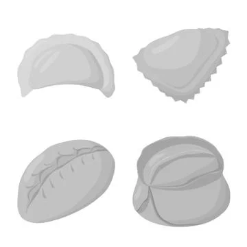 Isolated object of dumplings and stuffed logo. Set of dumplings and dish stock Stock Illustration