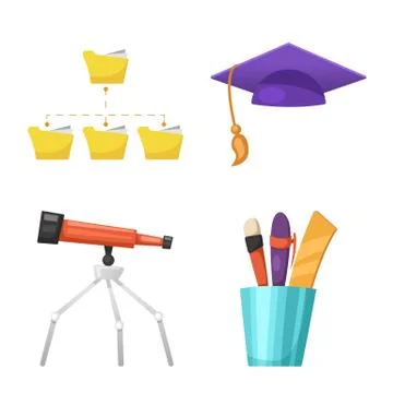 Isolated object of education and learning sign. Set of education and school Stock Illustration