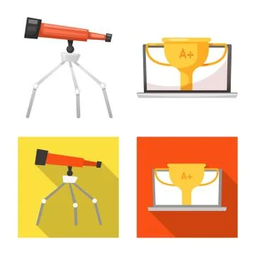 Isolated object of education and learning icon. Collection of education and 스톡 일러스트