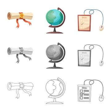 Isolated object of education and learning symbol. Collection of education and Stock Illustration