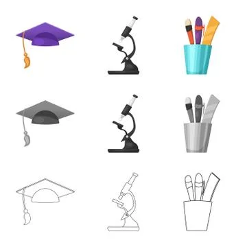 Isolated object of education and learning logo. Collection of education and Stock Illustration