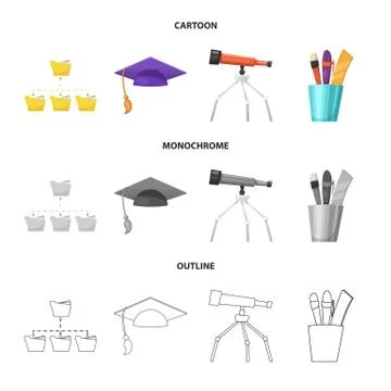 Isolated object of education and learning icon. Set of education and school Stock Illustration