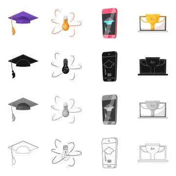 Isolated object of education and learning icon. Set of education and school Stock Illustration