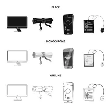 Isolated object of education and learning symbol. Collection of education and Stock Illustration