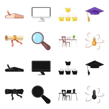 Isolated object of education and learning sign. Set of education and school Stock Illustration