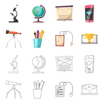 Isolated object of education and learning sign. Set of education and school Stock Illustration