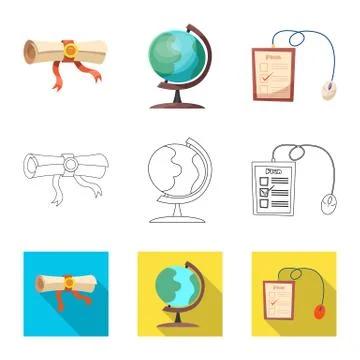 Isolated object of education and learning sign. Collection of education and Stock Illustration