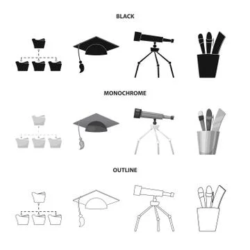 Isolated object of education and learning logo. Set of education and school Stock Illustration
