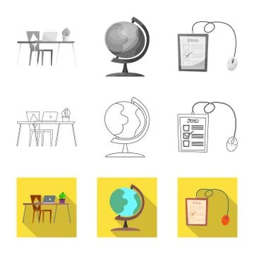 Isolated object of education and learning icon. Set of education and school Stock Illustration