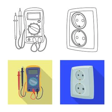 Isolated object of electricity and electric logo. Set of electricity and energy Stock Illustration