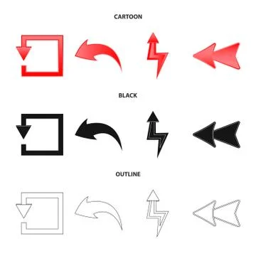Isolated object of element and arrow sign. Collection of element and direction Stock Illustration
