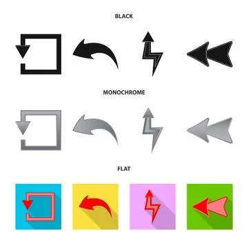 Isolated object of element and arrow logo. Collection of element and direction Stock Illustration