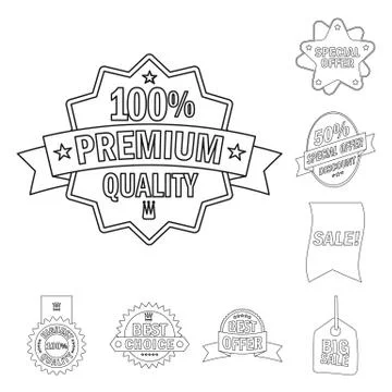 Isolated object of emblem and badge icon. Collection of emblem and sticker stock Stock Illustration