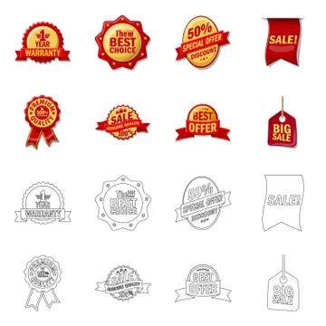Isolated object of emblem and badge sign. Set of emblem and sticker vector icon Stock Illustration