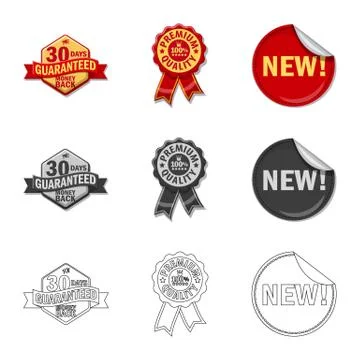 Isolated object of emblem and badge sign. Collection of emblem and sticker stock Stock Illustration