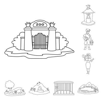 Isolated object of entertainment and forest icon. Set of entertainment and park Ilustración de archivo