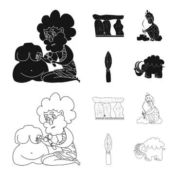 Isolated object of evolution and prehistory symbol. Set of evolution and Stock Illustration