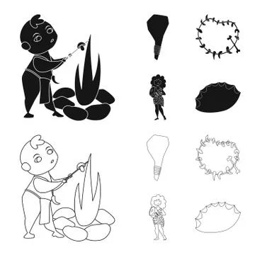 Isolated object of evolution and prehistory sign. Collection of evolution and Illustrazione stock