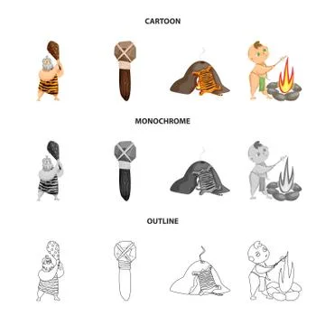 Isolated object of evolution and prehistory symbol. Collection of evolution and Stock Illustration