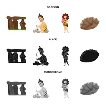 Isolated object of evolution and prehistory logo. Set of evolution and Stock Illustration