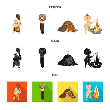 Isolated object of evolution and prehistory sign. Set of evolution and Stock Illustration