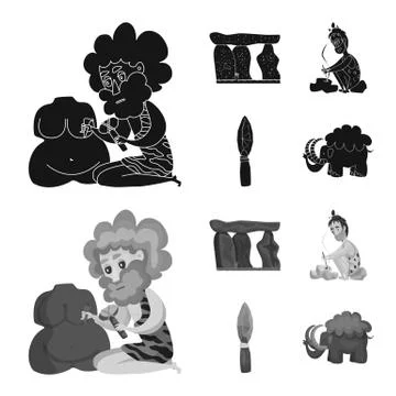 Isolated object of evolution and prehistory logo. Set of evolution and Stock Illustration