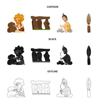Isolated object of evolution and prehistory sign. Set of evolution and Stock-Illustration