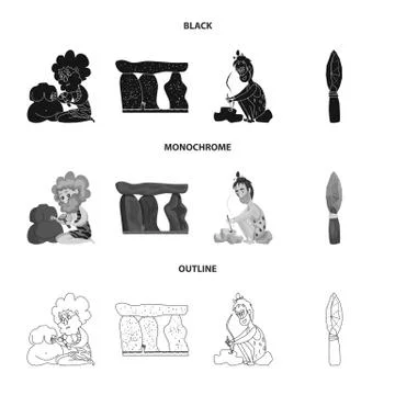 Isolated object of evolution and prehistory sign. Set of evolution and Stock Illustration