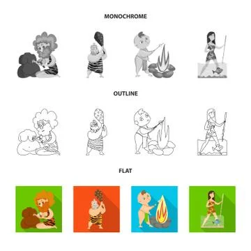 Isolated object of evolution and prehistory symbol. Collection of evolution and Illustrazione stock