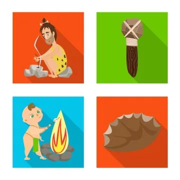 Isolated object of evolution and prehistory logo. Collection of evolution and Stock Illustration