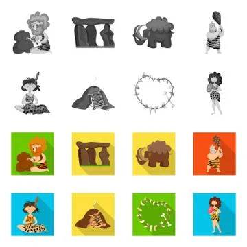 Isolated object of evolution and prehistory symbol. Set of evolution and Stock Illustration