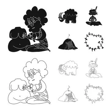 Isolated object of evolution and prehistory logo. Set of evolution and Stock Illustration