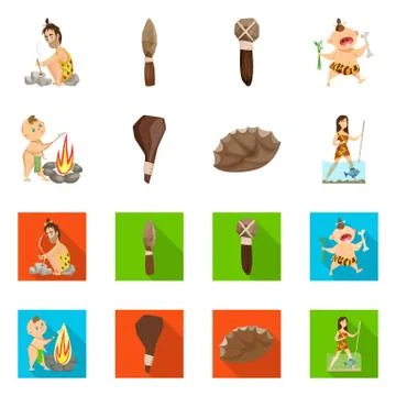 Isolated object of evolution and prehistory symbol. Set of evolution and Illustrazione stock
