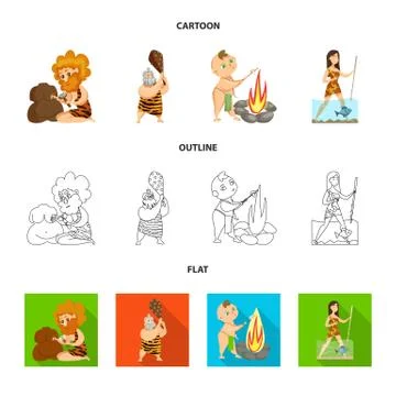 Isolated object of evolution and prehistory symbol. Set of evolution and Stock Illustration